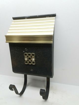 Vtg Retro Mailbox Wall Mount Gold Black Mid Century Modern Rare Mcm