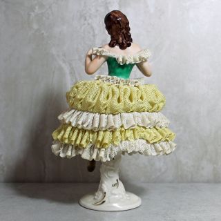 Vintage Dresden Lace Porcelain Ballerina Dancing Lady Figurine Germany SK01338 2
