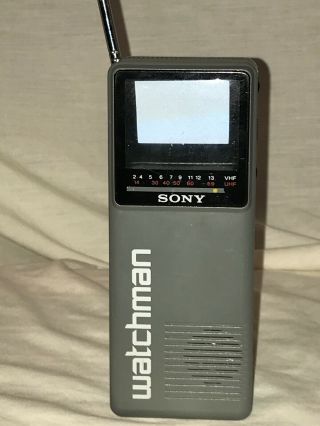 Vintage 1980s Sony Watchman Fd - 10a B&w Handheld Tv Vhf/uhf