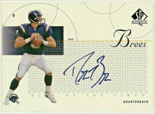 Drew Brees 2002 Sp Authentic Sign Of The Times Sott On Card Auto Autograph Sp