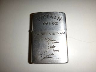Vietnam War Zippo Lighter Pat.  2517191 Vietnam 1961 - 62 Saigon South Vietnam Map