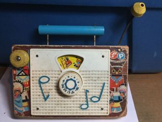 Vintage 1962 Fisher Price Toys Tv Radio Ten Little Indians Musical Childrens Toy