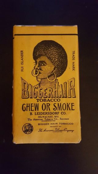 Ca.  1940s Vintage " Bigger Hair " Tobacco Package; Full; Tax Stamp Entirely Intact