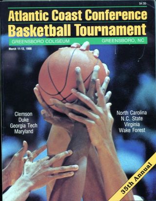 1988 Acc Basketball Tournament Program Carolina Duke Unc Wake Virginia Clemson