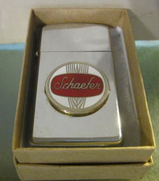 Vintage 1964 Schaefer Beer Slim Zippo Lighter