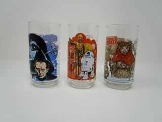 Rare Set Of 3: Vintage 1977 Star Wars Burger King Collector Glasses