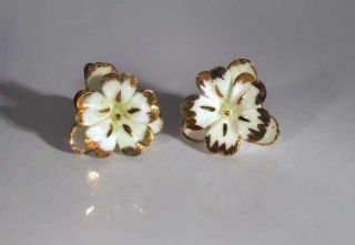 Vintage England Bone China Flowers Earrings