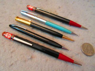 Five Vintage - Antique Mechanical Pencils Shaeffer Redipoint Kendall Oil
