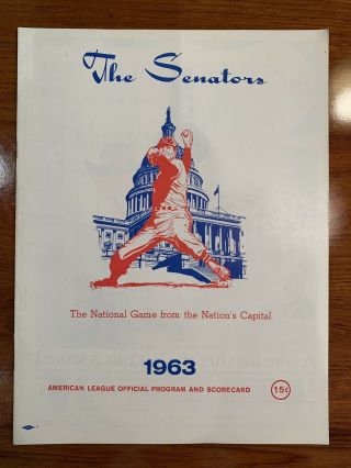 1963 Washington Senators Official Program & Score Card