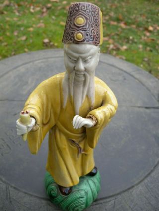 Antique Chinese Ceramic Pottery Figure Vintage Asian Export China Old Confucius