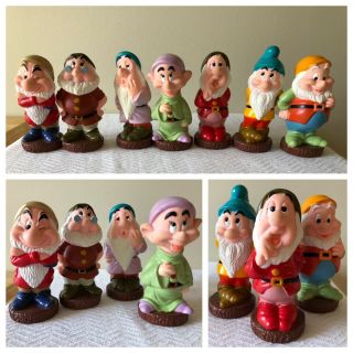 Vintage Disney Seven Dwarfs 5 - 6 " Vinyl Plastic Figures Set Of 7