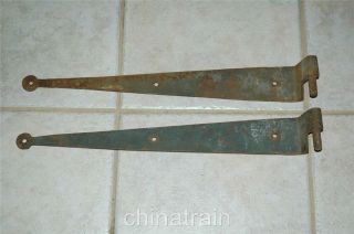 2 Antique 20 " Hand Forged Iron Barn Door Wall Gate Strap Hinges