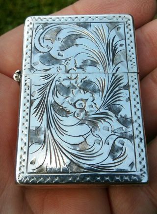 Vintage Sterling Silver Lighter Case With Zippo Insert 1950s