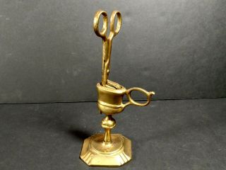Vintage Brass Candle Snuffer Scissors With Stand