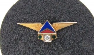Vintage Delta Airlines 10k Gold,  Enamel Balfour 30 Year Service Pin Real Diamond