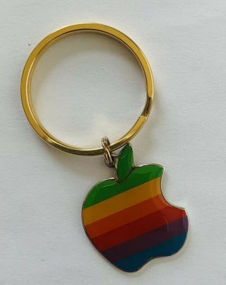 Old Stock Vintage Apple Macintosh Mac Rainbow Logo Key Chain