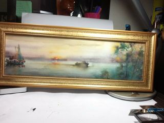 Stunning Vintage Watercolor Painting By Well Listed Isil Ozisik,  Framed
