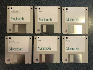 Vintage Apple Macintosh 3.  5” Floppy Disk Set Of 6 Quadra 605 Install Tools Print
