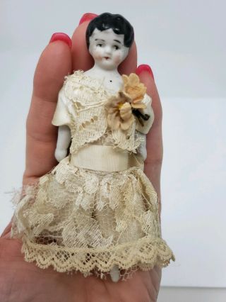 Antique German 4 " China Head Doll House Doll Miniature