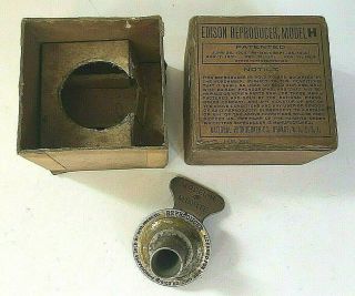 Old Antique Edison Cylinder Phonograph Reproducer Model H W/box 4 Minute Records