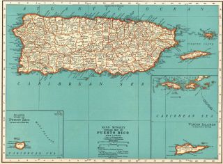 1937 Antique Puerto Rico Map Vintage Map Of Puerto Rico Gallery Wall Art 6573