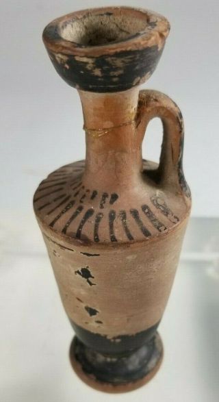 Small Ancient Greek Black Figure Pottery Lekthyos 4th Century Bc Real