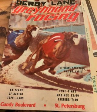 1979 " Derby Lane " Greyhound Program St Petersburg,  Fl Kennel Club - K 