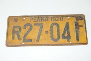 Vintage Antique 1928 Pennsylvania Pa License Plate Tag Penna Keystone R27 - 041