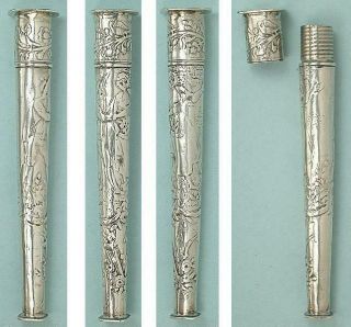 Antique Solid Silver Needle Case w/ Seal Dutch Circa 1780 - 1800 2