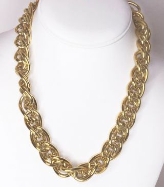 Vintage Wide Givenchy Gold Double Chain Link Rope Necklace 18” Gg Logo Monogram