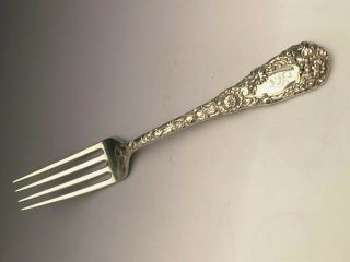 Chrysanthemum By Durgin Sterling Silver Individual Lunch Fork 7 ",  Mono S