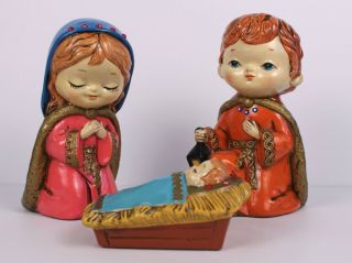 Vtg Nativity - Mary Joseph Baby Jesus - Child - Like Large Christmas Decor - 60 