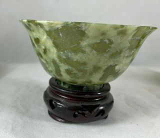 Vintage Chinese Jade Bowls (Set of 2) with Stands,  Box 3
