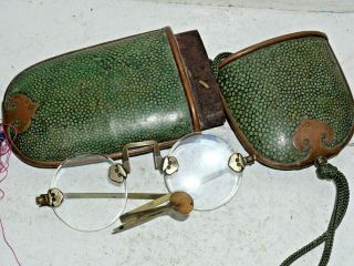 Early Chinese Spectacles In Shagreen Case Very Rare L@@k