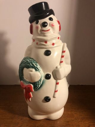 Vintage 1968 Empire Plastic Corp Blow Mold 13 " Christmas Snowman With Light