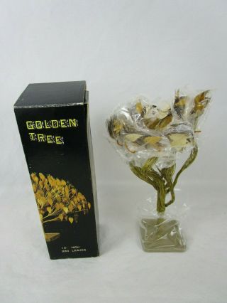 Vintage Copper Wire Tree Sculpture Gold Leaves Money Tree Dream Tree