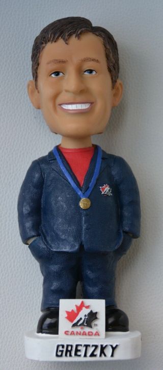 2002 Olympics Wayne Gretzky Team Canada Ice Hockey Hand Painted Bobble Head Doll