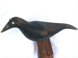 Crow Decoy Crow Hunting Decoy Rare Vintage Antique Wood Carved