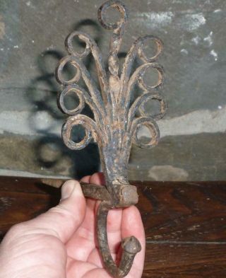 THE BEST 18th C Antique Wrought Iron Colonial American Betty Lamp Lighting Spike 2