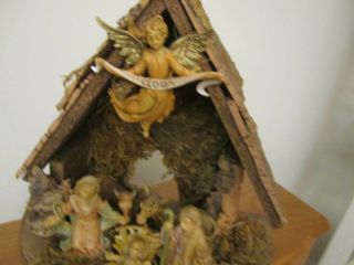 Vintage Christmas Nativity Set Wood Creche Manger - Made In Italy