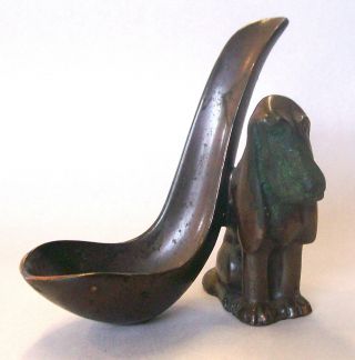 Vintage Bronze Basset Hound Dog Pipe Rest Stand Holder