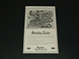 Vtg Antique 1911 Stanley Rule And Level Britain Ct Planes Print Ad