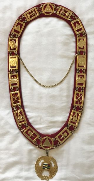 Vintage Masonic Lodge Chain Collar With Past High Priest Jewel