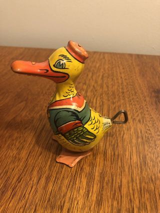 Vintage J Chein Tin Litho Wind Up Walking Duck Cool Rare
