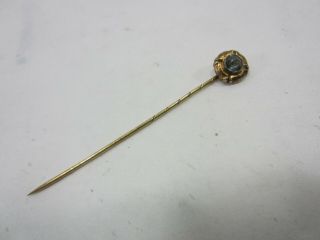 Antique French 18K Gold Ladies Stick Pin w/Blue Stone 2