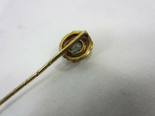 Antique French 18K Gold Ladies Stick Pin w/Blue Stone 3