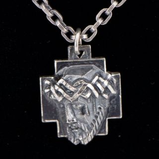 Vtg Sterling Silver 1972 Jesus Christ Crown Of Thorns Pendant 26 " Necklace - 38g