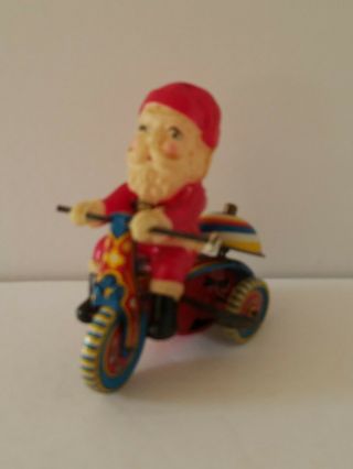 Vtg 1950s Suzuki Japan Celluloid Santa Claus Tricycle Tin Windup Toy