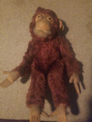 Antique Vintage Old German Mohair Steiff Monkey Straw Stuffed Jointed Glass Eyes