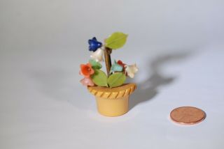 Vintage Pin Celluloid Plastic Hanging Flowers In Pot